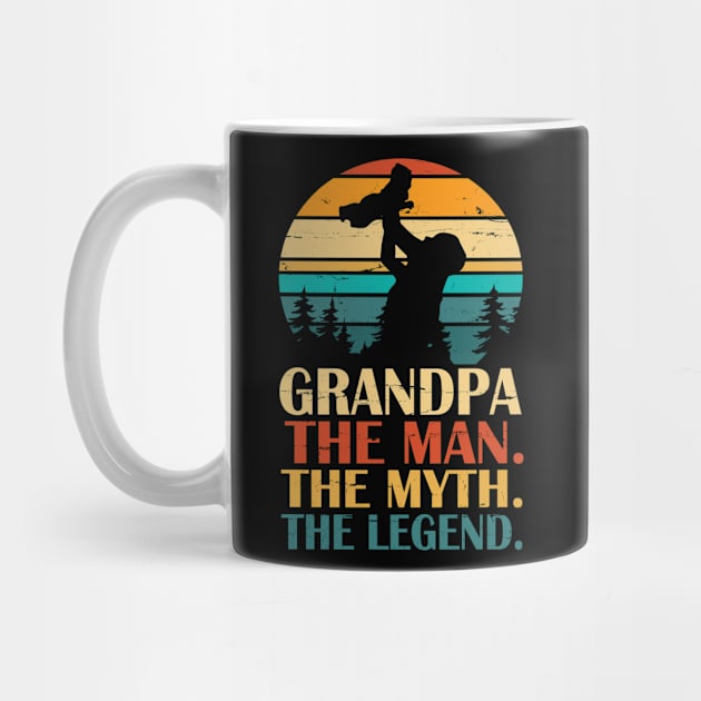 Grandpa The Man The Myth The Legend Happy Father Parent Day Summer Holidays Vintage Retro by DainaMotteut